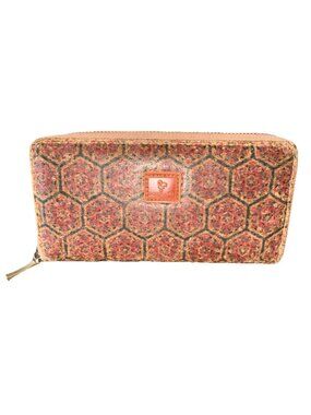 Portugal Ladies Zippered Wallet Coin Purse Floral / Abstract Print Vegan Cork